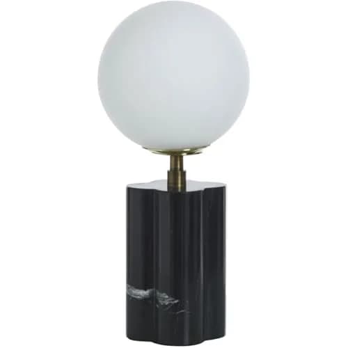 Stylecraft Home Collection TDL212138DS 15W Table Lamp - Black Marble | Modern Orb Shade with Dimmer thumbnail 1
