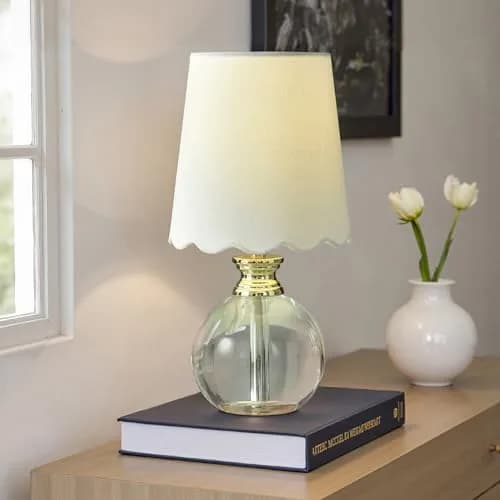 Stylecraft Home Collection Beatrice Table Lamp 14 Inch Tall | Glam Crystal & Fabric Shade thumbnail 6