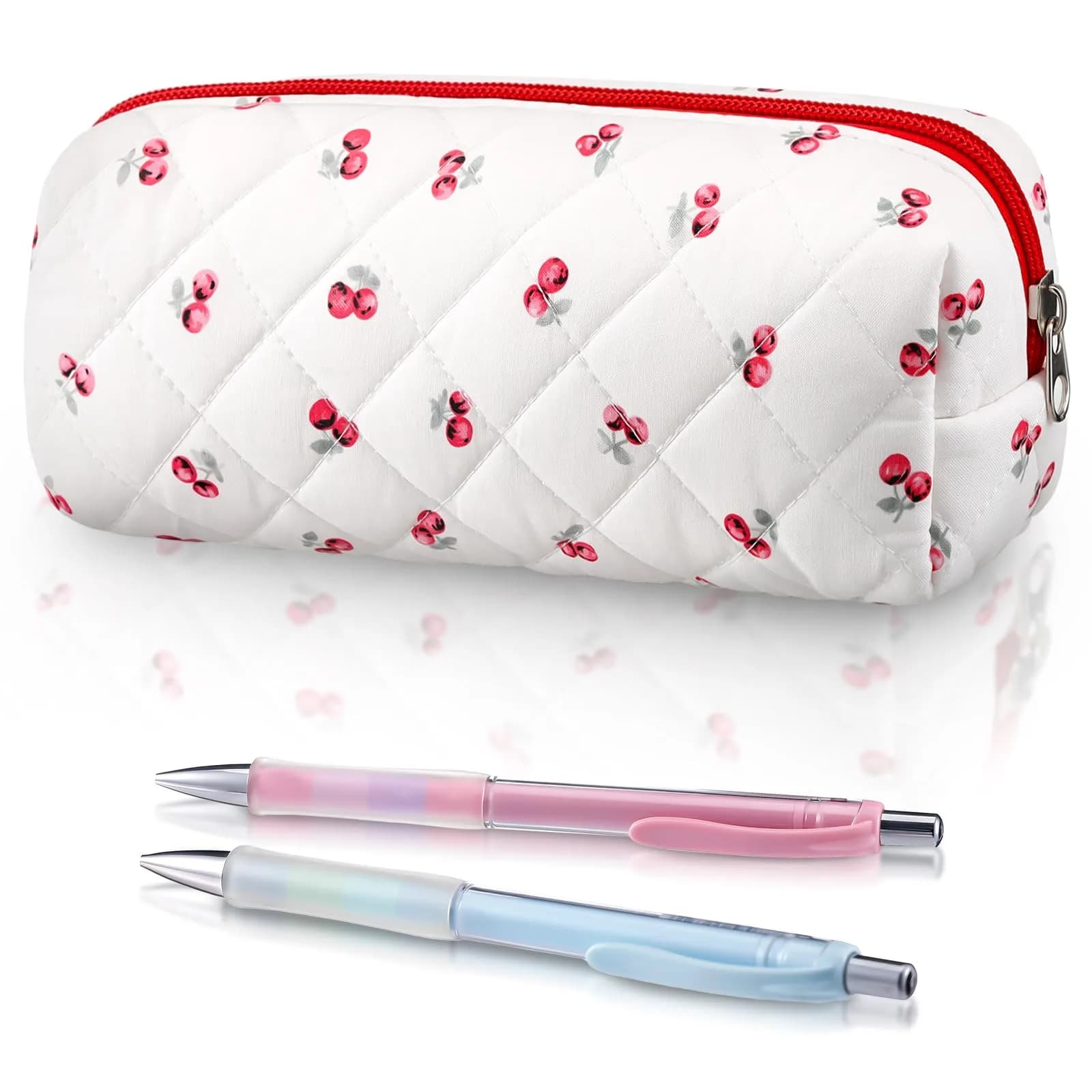 Sherr Coquette Bow Pencil Case Pink Bow 7.48 Inch | Lightweight & Travel Friendly — 7.5 Inch / Cherry Style