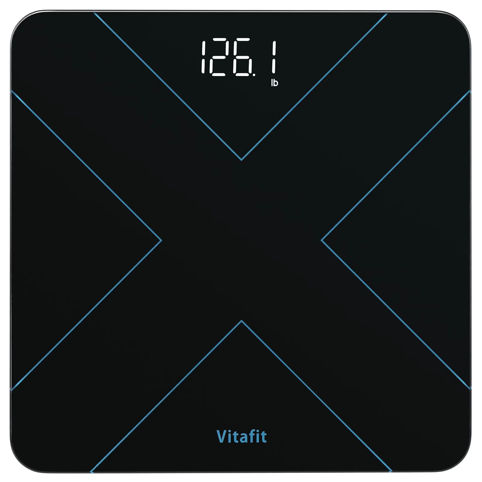 Vitafit Digital Body Weight Scale 182kg (400lb) | High Accuracy 0.1lb, LED Display, Tempered Glass — Smart Scale Spray Silver Black 400lb