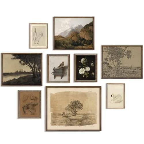 Vodefoad 9Pcs Vintage Gallery Wall Art Decor Prints | Rustic French Country Nature Landscape thumbnail 1