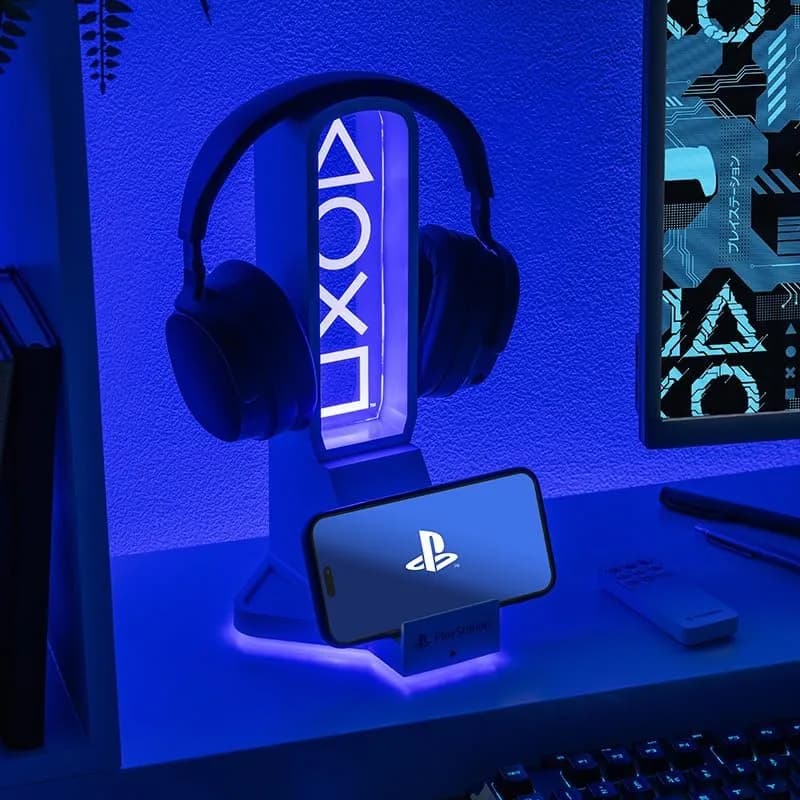 Paladone PlayStation 3-in-1 Headphone Stand and Tech Charging Station | RGB Colour Changing Light Panel, USB-C Ports, Officially Licensed for Gamers thumbnail 5