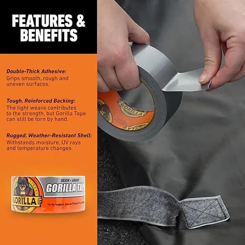 Gorilla Tape Silver 1.88 in x 10 yd (Pack of 6) | Triple Layer Strength for Tough Jobs thumbnail 4