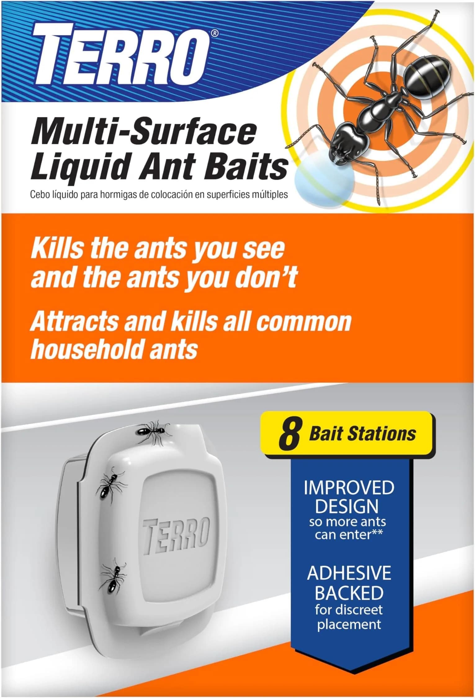 Terro Indoor Liquid Ant Baits 96 Count (12 Packs of 8) | Discreet Pest Control Device with Adhesive Strips