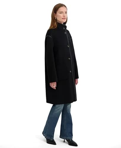 TAHARI Women's Sydney Soft Wool Topper Coat, Black, X-Small | Relaxed Wool Blend Overcoat for Cold Weather thumbnail 4