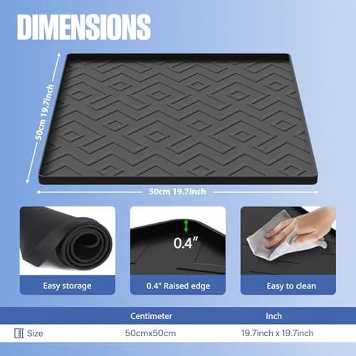 EWX Water Cooler Mat – 19.7" x 19.7" Silicone Spill-Proof Waterproof Floor & Countertop Mat thumbnail 2