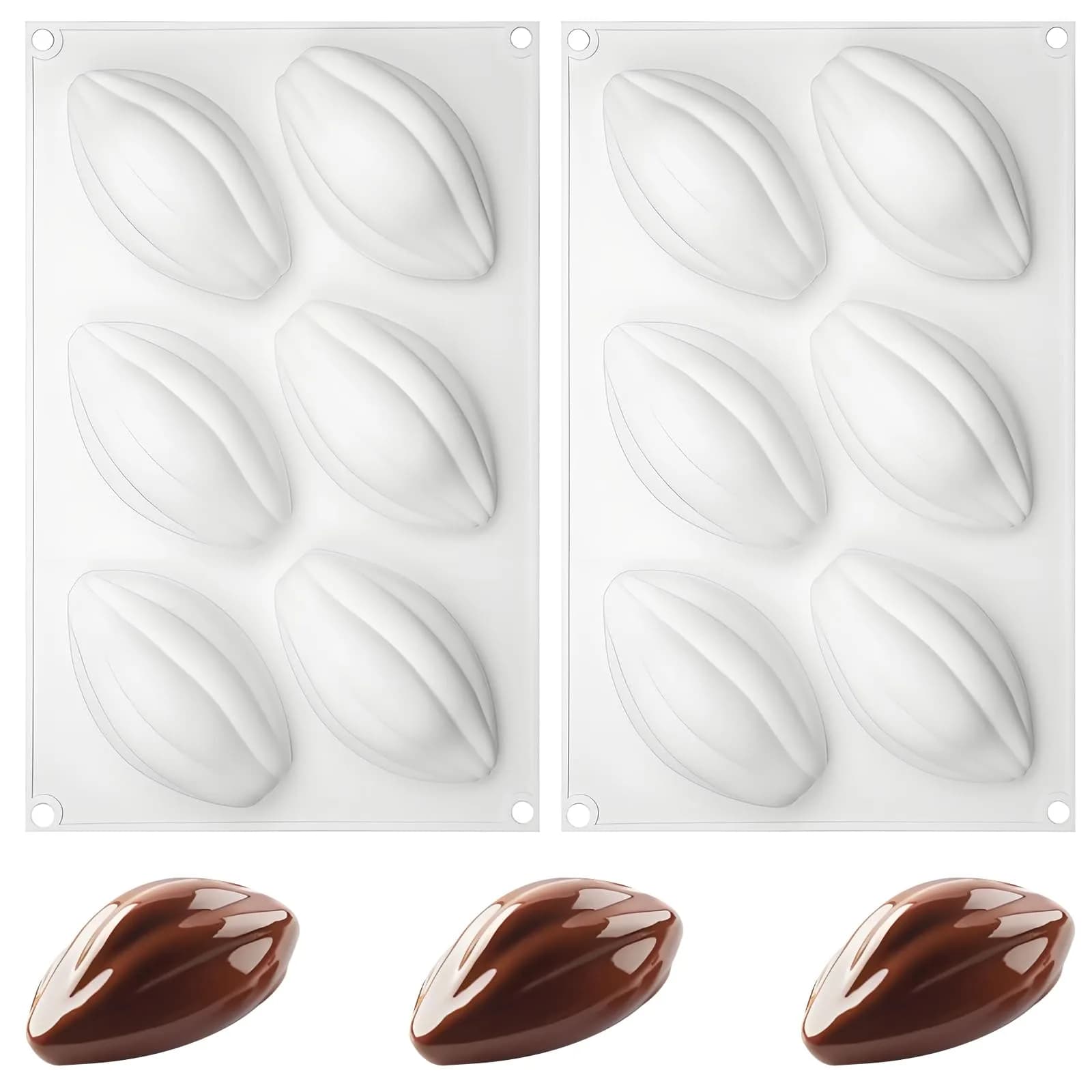 Fchil Silicone Cookie Biscuit Mold for Ice Cream Sandwich Cake | Non-Stick, 2 Cavities, White — white-QY233