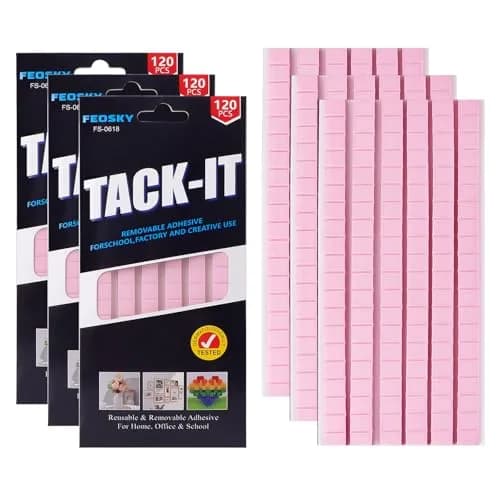Feosky Pink Adhesive Poster Sticky Tack Putty 120 Pieces | Reusable & Removable Mounting Putty for Walls, Pictures, Crafts thumbnail 1