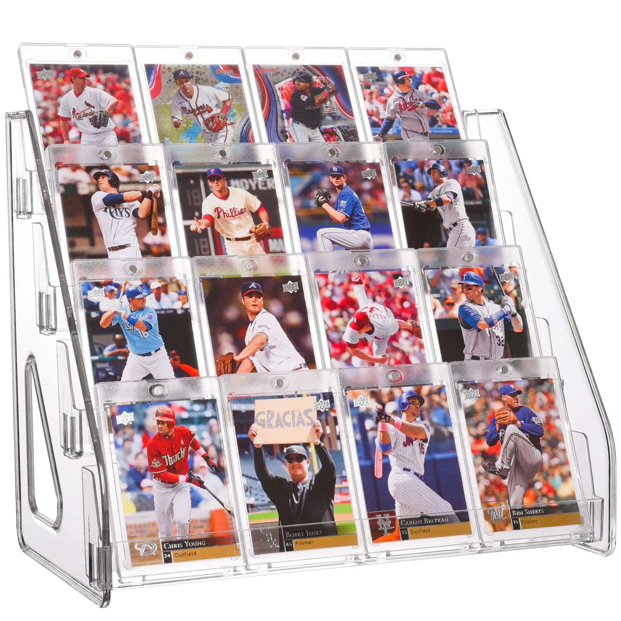 CELSOL Elevated 5 Tier Clear Acrylic Card Display Stand | 35.2 cm (13.1 in) Height, 23.8 cm (12.6 in) Width — 4 Tier