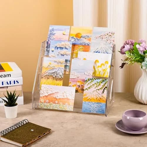 CELSOL 4 Tier Clear Acrylic Card Display Stand 32cm (12.6") | Holds Graded Slabs, Trading Cards, Greeting Cards thumbnail 4