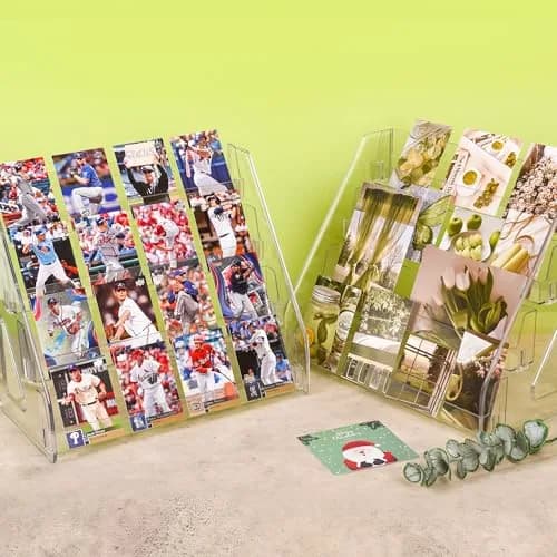 CELSOL 4 Tier Clear Acrylic Card Display Stand 32cm (12.6") | Holds Graded Slabs, Trading Cards, Greeting Cards thumbnail 6