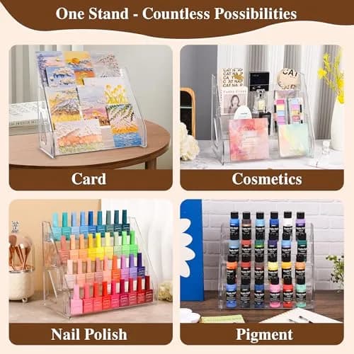 CELSOL 4 Tier Clear Acrylic Card Display Stand 32cm (12.6") | Holds Graded Slabs, Trading Cards, Greeting Cards thumbnail 7