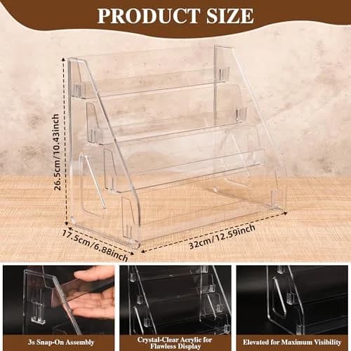 CELSOL 4 Tier Clear Acrylic Card Display Stand 32cm (12.6") | Holds Graded Slabs, Trading Cards, Greeting Cards thumbnail 2