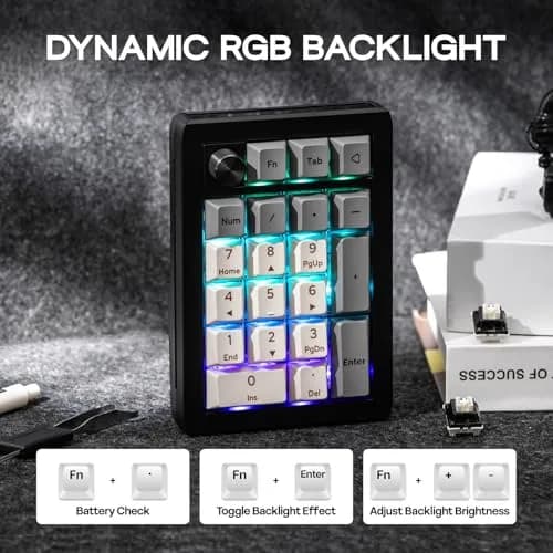 EPOMAKER EK21 VIA Gasket Numpad 20 Keys + Knob | Hot-Swappable Mechanical Keyboard with RGB Backlight & 1000mAh Battery thumbnail 6