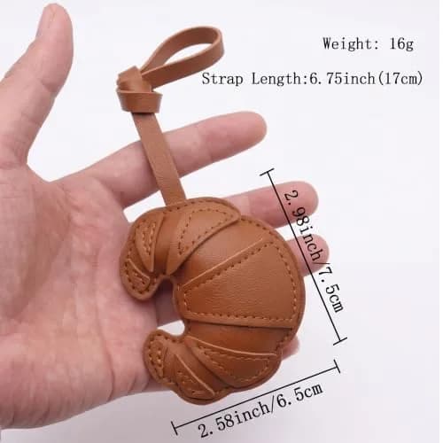 Fuerxy Brown Croissant Bag Charm, Fashin Bread Charm | Stylish & Durable Accessory thumbnail 2