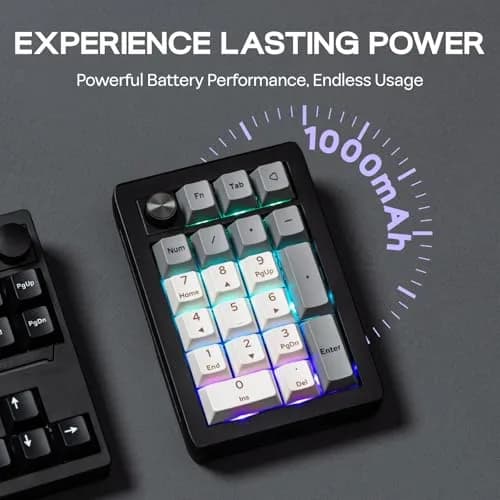 EPOMAKER EK21 VIA Gasket Number Pad with 1000mAh Battery, BT 5.0/2.4GHz/Wired | Programmable Numpad for PC Gaming thumbnail 7