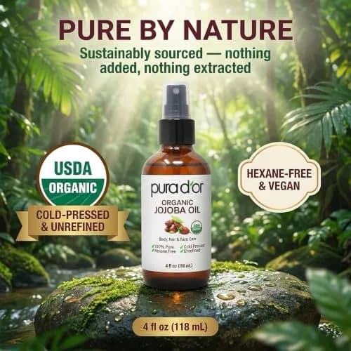 PURA D'OR Organic Jojoba Oil 118ml (4 Fl Oz) | USDA Certified Pure Natural Moisturizer for Skin, Hair, Body, Face & Nails thumbnail 3