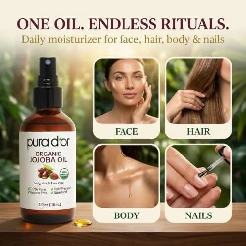 PURA D'OR Organic Jojoba Oil 118ml (4 Fl Oz) | USDA Certified Pure Natural Moisturizer for Skin, Hair, Body, Face & Nails thumbnail 4