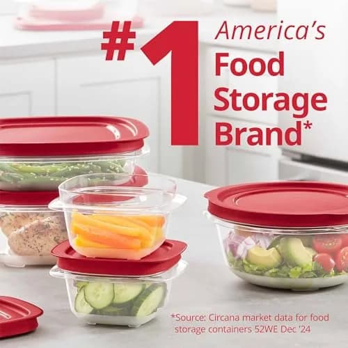 Rubbermaid EasyStore Food Storage Containers, 14-Piece Set, Square and Round, 1.83L (62 fl oz) | Stackable & BPA-Free thumbnail 5