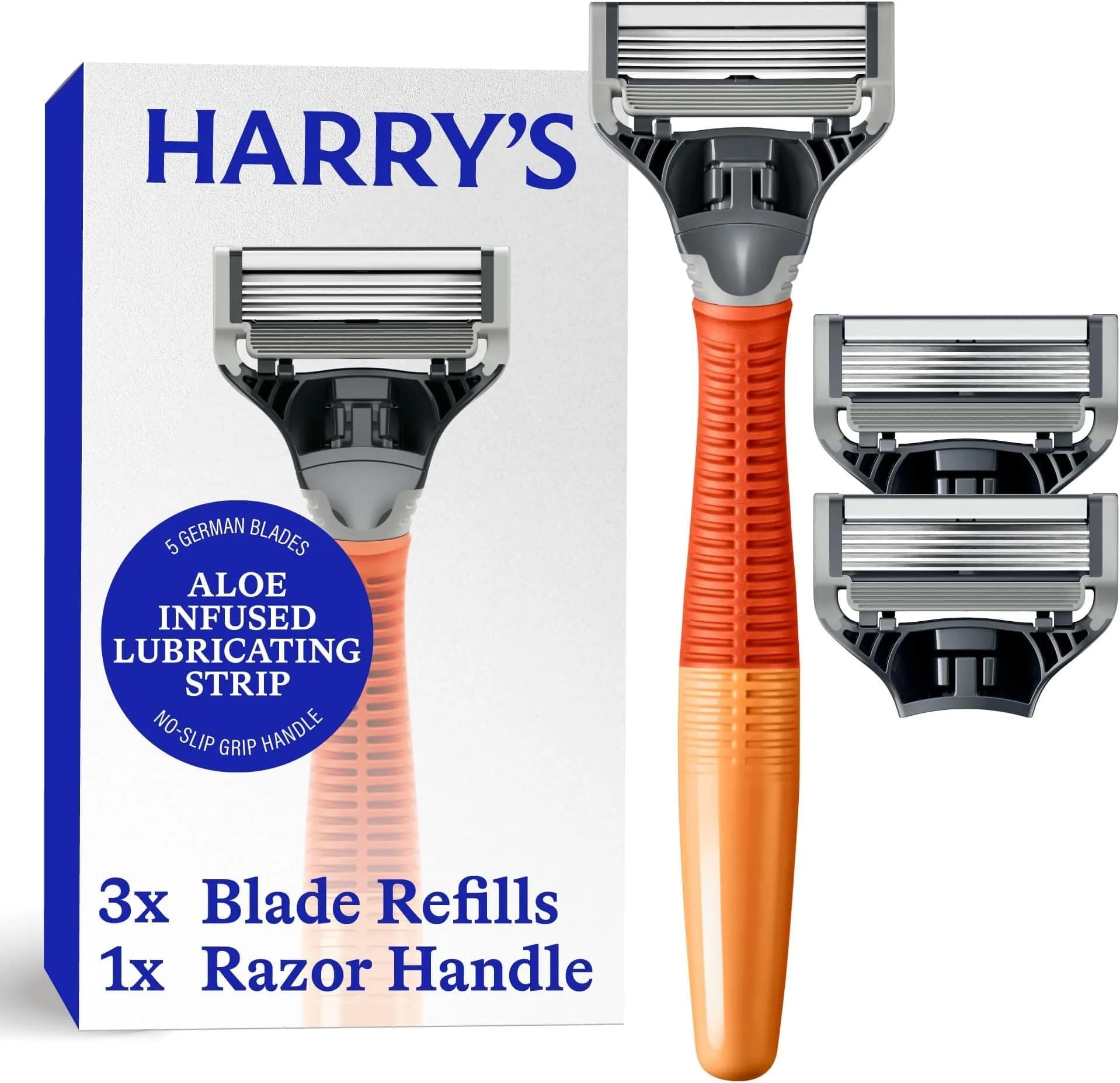 Harry's Original Shaving Kit for Men - Razor Handle and 3 Blade Refills (Ember, 10-Pack) | German Engineered Blades