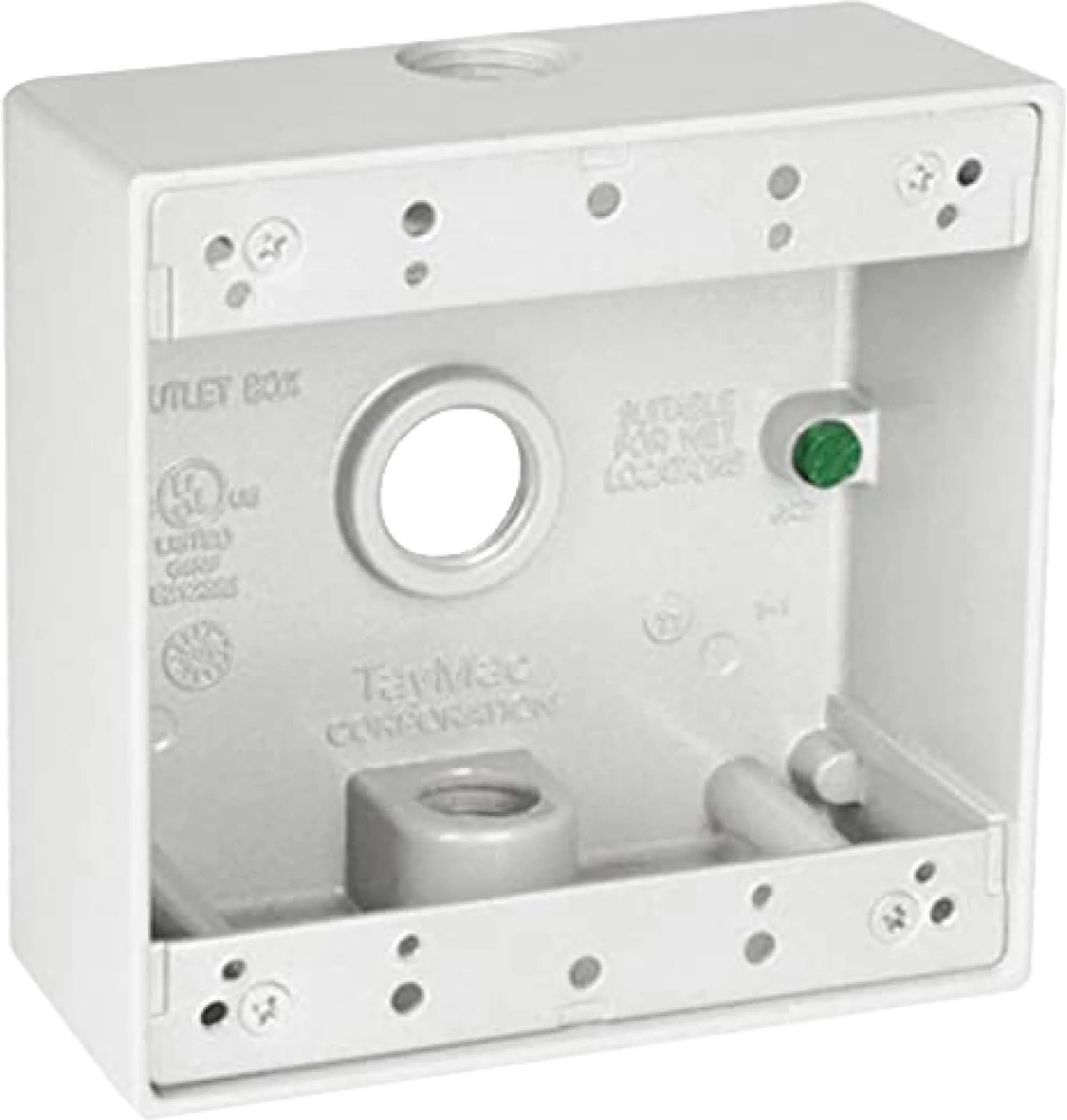 TayMac DB375WH 2-Gang Weatherproof Box 11.8cm (4.63in) White | Seamless Die Cast Metal Construction — White