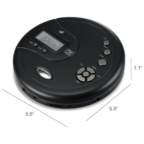 GPX PC332B Portable CD Player with FM Radio & Earbuds - Black, Pack of 6 | 18.79cm (7.4in) x 15.49cm (6.1in) x 4.7cm (1.85in) thumbnail 5