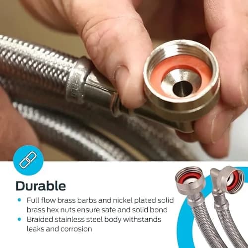 Eastman 6 ft Washing Machine Hose Connectors with Elbows, 3/4 in FHT x 3/4 in FHT, Braided Stainless Steel, 41066 (Pack of 24) | 213.36 m (720 ft) Total Length thumbnail 5
