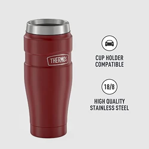 THERMOS Stainless King Vacuum-Insulated Travel Tumbler 16oz (590ml) Rustic Red, 4-Pack | Keeps Drinks Hot 7 Hrs, Cold 18 Hrs thumbnail 4
