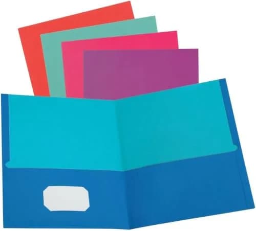 Oxford 2 Pocket Folders, Textured Paper, Assorted Colors, Letter Size, 200 Count | Heavy Paper Texture for Office & School thumbnail 1
