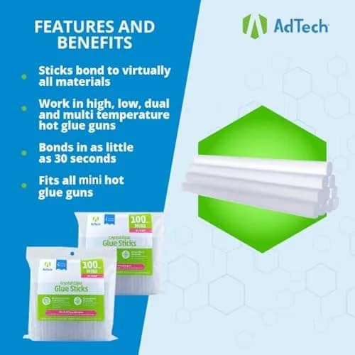 Adtech High Temp Mini Size Glue Sticks Clear 4 Inch (200 Sticks, 8-Pack) | USA Engineered for Versatile Bonding thumbnail 9