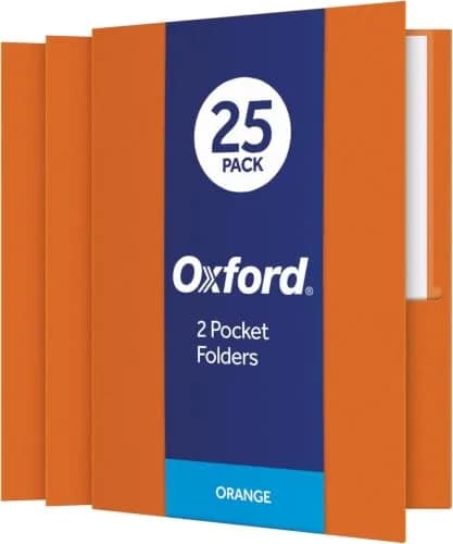 Oxford Twin-Pocket Folders, Letter Size, Orange, 125 Count | Textured Paper for Professional Organization thumbnail 1