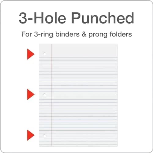 Oxford Loose Leaf Paper 8.5" x 11" | College Ruled, 500 Sheets, 3-Hole Punched (Pack of 10) thumbnail 5