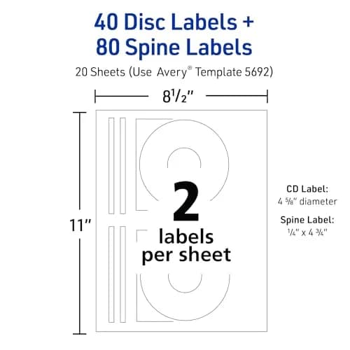 Avery Printable CD Labels, Matte White, Permanent Adhesive | Laser Printable for DVDs & PC Discs thumbnail 3