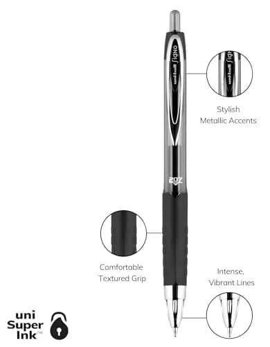 Uni-Ball 207 Retractable Gel Pens Medium Point 0.7mm Black 216 Count (Pack of 6) | Smooth Writing Gel Pens for Office & Students thumbnail 2