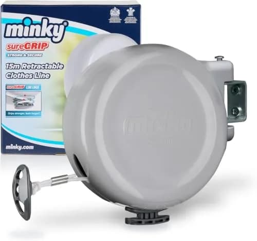Minky Homecare Retractable Clothesline 49 Feet (14.9 m) Gray | Heavy Duty PVC Coated Line, Pack of 6 thumbnail 1