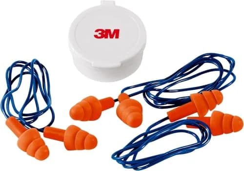 3M Corded Reusable Earplugs, Noise Reduction Rating 25 dB, Tri-Flange Design, 30 Pairs (Pack of 10) | Washable & Reusable Hearing Protection thumbnail 1
