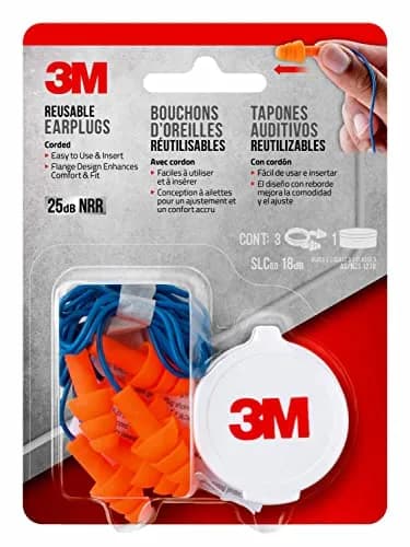 3M Corded Reusable Earplugs, Noise Reduction Rating 25 dB, Tri-Flange Design, 30 Pairs (Pack of 10) | Washable & Reusable Hearing Protection thumbnail 4