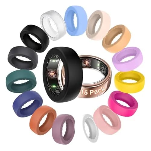 BO&DQQ 15 Pack Ultra-Thin Silicone Covers for Oura Ring Gen 4/4 Ceramic/3 | Precise Sensor Fit & Waterproof thumbnail 1