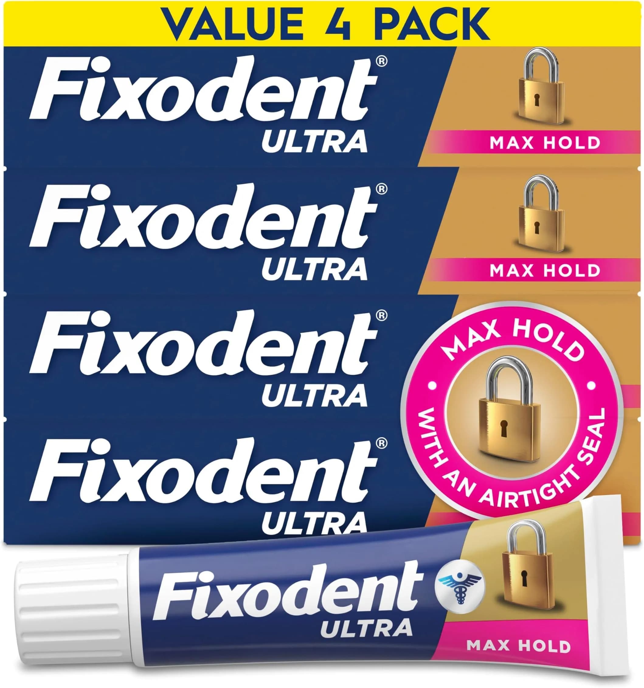 Fixodent Ultra Max Hold Secure Denture Adhesive Cream 2.2oz (Pack of 24) | Clinically Proven Strong Hold - main product image