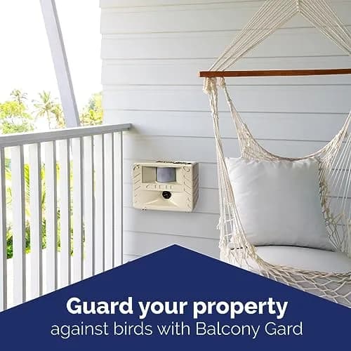 Bird-X Balcony Gard Ultrasonic Bird Preventer, Outdoor Bird Decoy with Motion-Sensor, Covers up to 900 sq. ft., 15-25 kHz Frequency | Humane Bird Deterrent thumbnail 4