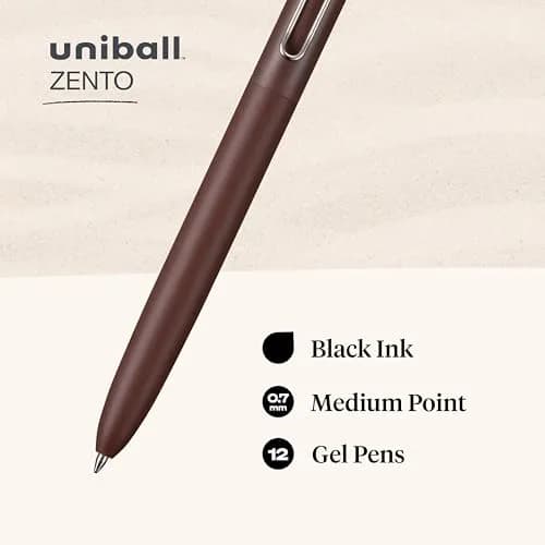 Uni-Ball Zento Liquid Gel Ink Retractable Pens, Medium Point (0.7mm), Boho Barrels, Black Ink, 144 Count | Smooth Writing Gel Pens for Students & Office thumbnail 4