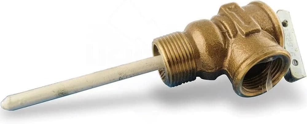 Camco Automatic Temperature and Pressure Relief Valve with Extension Probe & Lever | 3/4-inch NPT Brass Body, 150 PSI / 210°F Setting | CSA Certified — Silver/Pewter