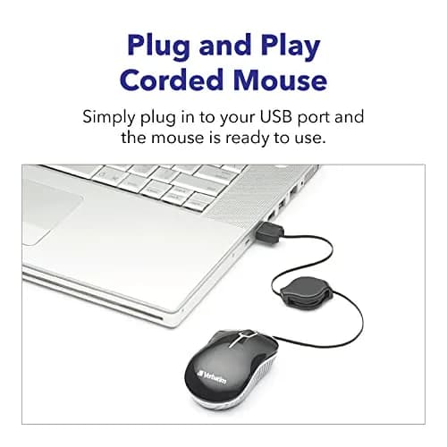 Verbatim Wired Optical Computer Mini USB-A Mouse - Pack of 10 | Plug & Play Retractable Cable thumbnail 5