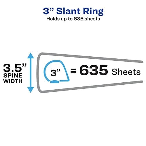Avery Heavy-Duty View 3 Ring Binder, 3" One Touch Slant Rings, Holds 8.5" x 11" Paper, 1 Light Blue Binder (Pack of 4) | Durable Office & School Supply thumbnail 3
