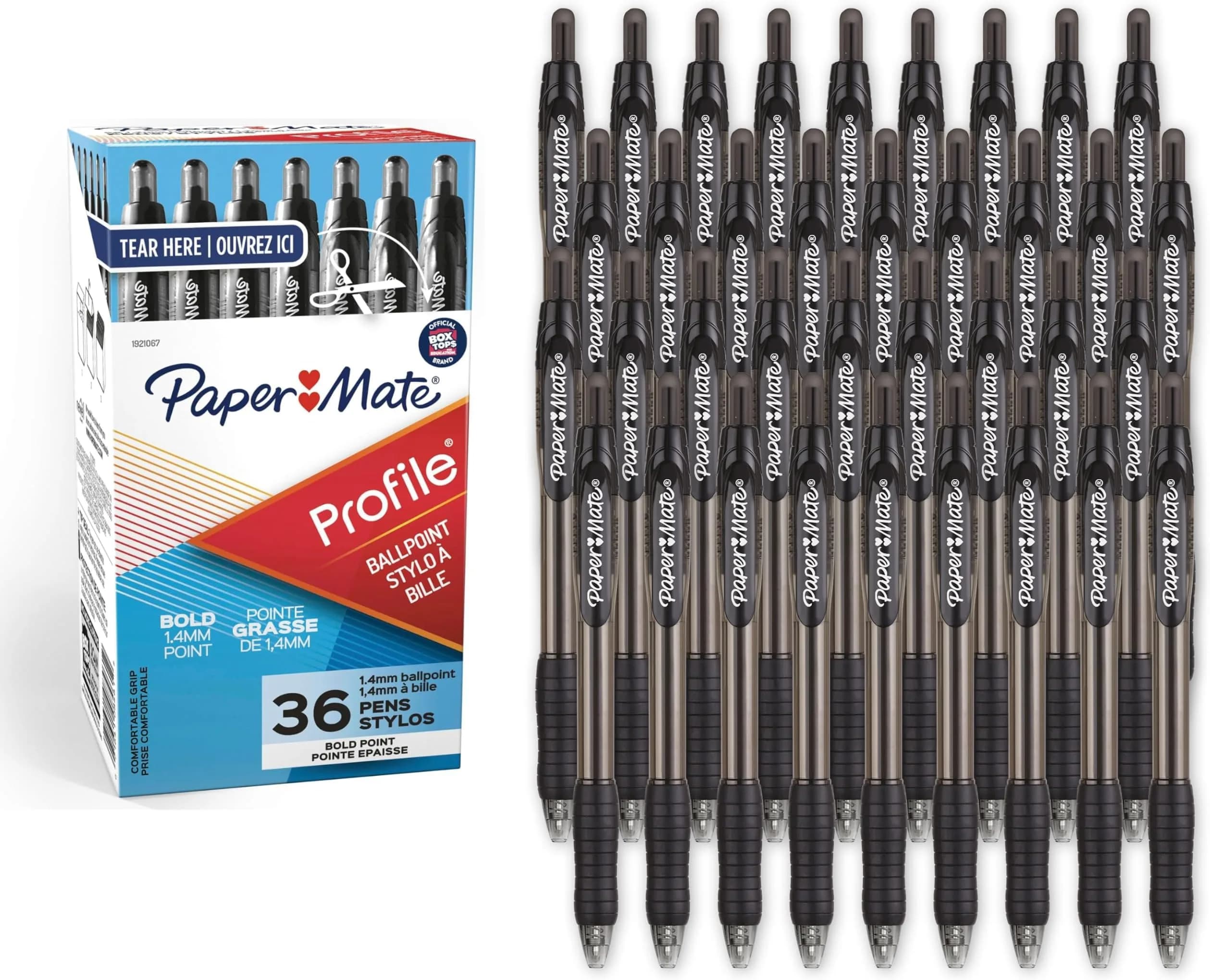 Paper Mate Profile Retractable Ballpoint Pens Bold Point 1.4mm Black, 216 Count (Pack of 6) | Smooth Ink Flow