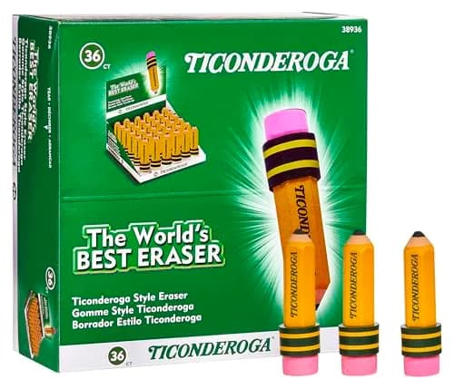 Ticonderoga Pencil Shaped Erasers, Yellow 432 Count (12 Packs) | Smudge-Free Corrections thumbnail 5