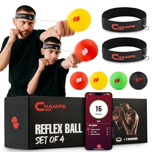 Champs MMA Boxing Reflex Ball Set with Punch Counter App | Improve Speed & Reaction thumbnail 1