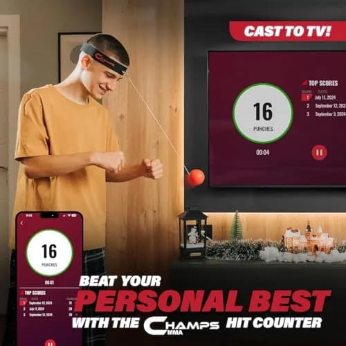 Champs MMA Boxing Reflex Ball Set with Punch Counter App | Improve Speed & Reaction thumbnail 4