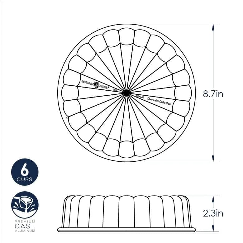 Nordic Ware Charlotte Cake Pan, 6-Cup/1.4 Liters (Pack of 3) | Cast Aluminum Bundt Pan for Even Browning thumbnail 6