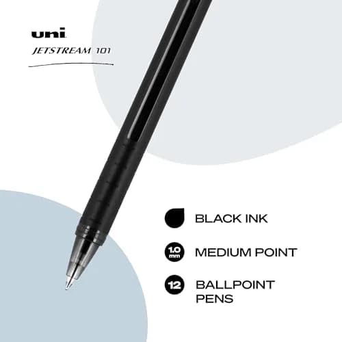 Uni-Ball Jetstream 101 Rollerball Pens, Stick, Bold 1mm, Black Ink, Black Barrel | Pack of 144 thumbnail 2